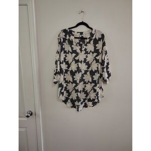 Cato Est 1946 Womens Floral Polka Dot V-Neck Blouse 3/4 Roll Tab Sleeve 18/20W